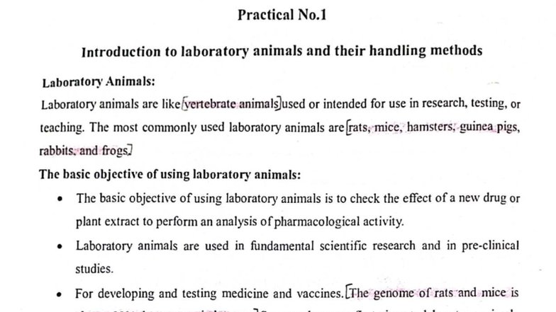 Practical No.1 & No.2: Handling Laboratory Animals & Drug Admin Methods ...