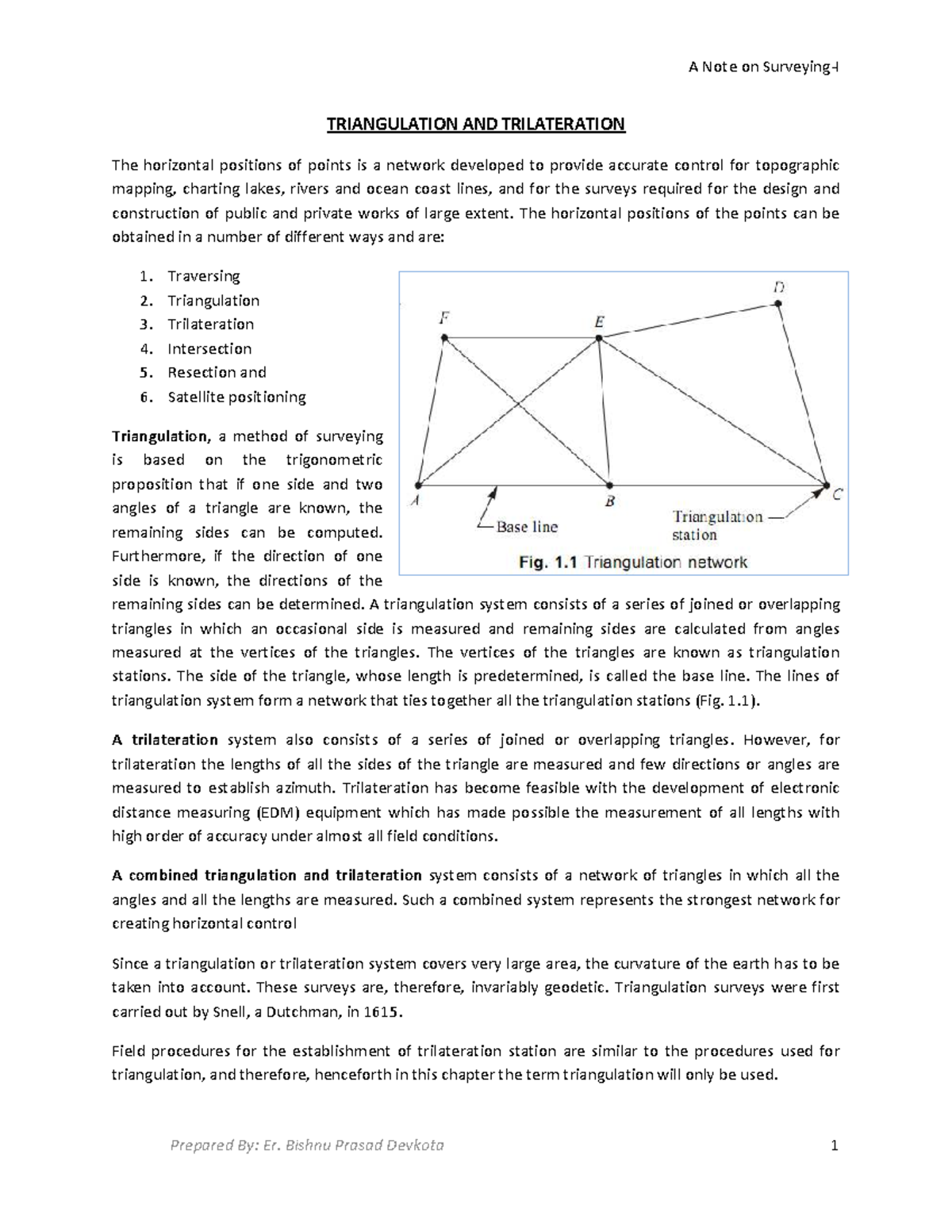 Triangulation and Trilateration Notes for Surveying Techniques - Studocu