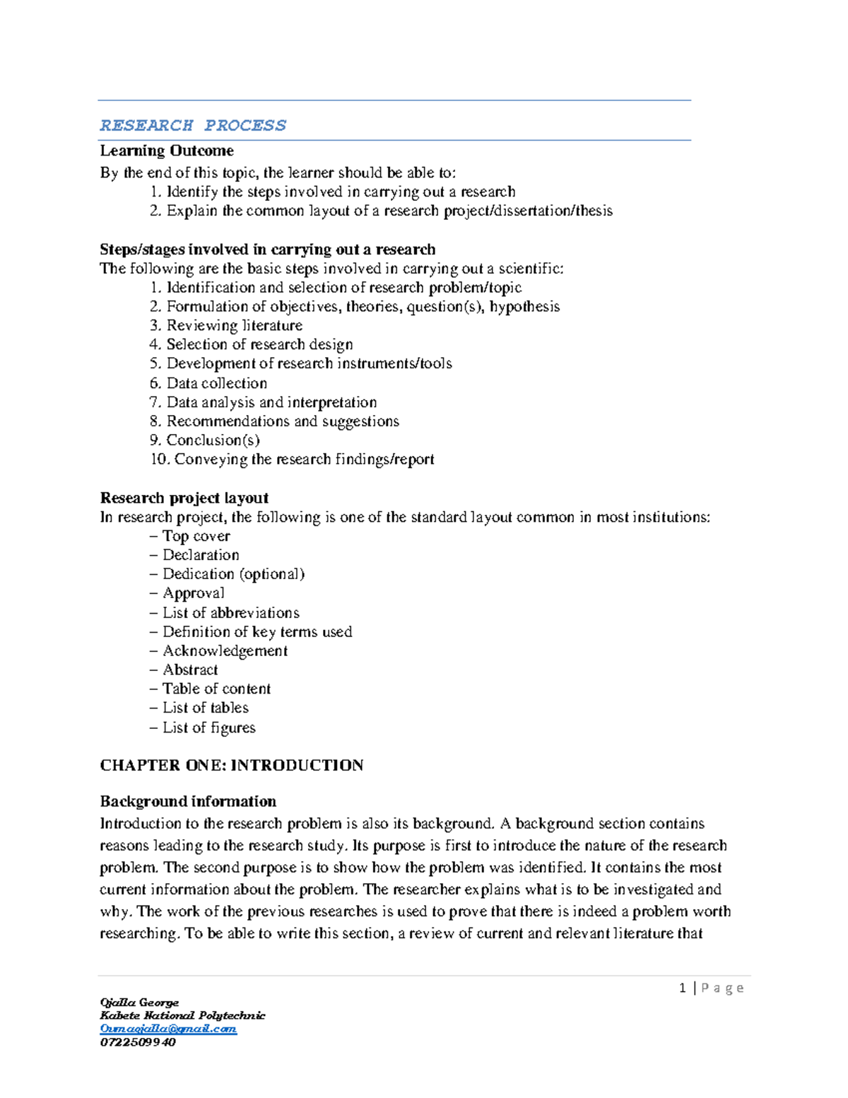 Research Process Overview and Project Layout - Studocu