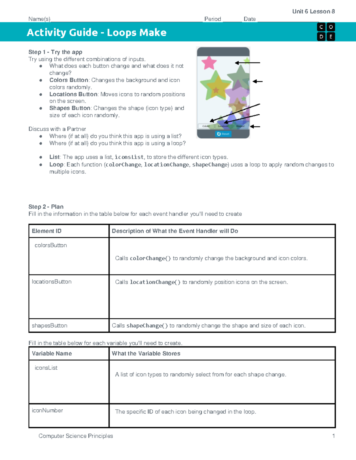 Activity+Guide+-+Loops+Make+-+Unit+6+Lesson+8 - Unit 6 Lesson 8 ...