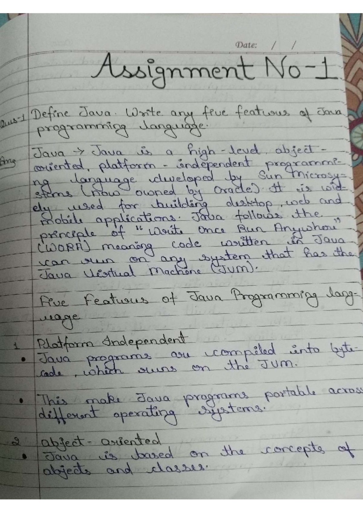 Java Assignment - Key Features and Concepts of Java Programming - Studocu