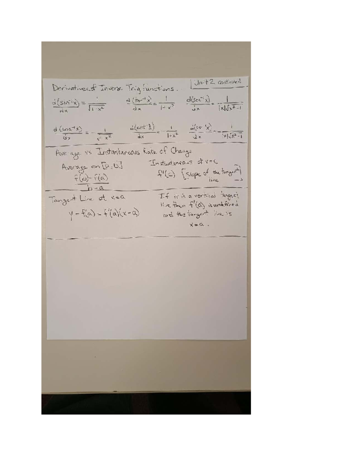 AP Calc Unit 2: MVT, IROC, and AROC Review Notes - Studocu
