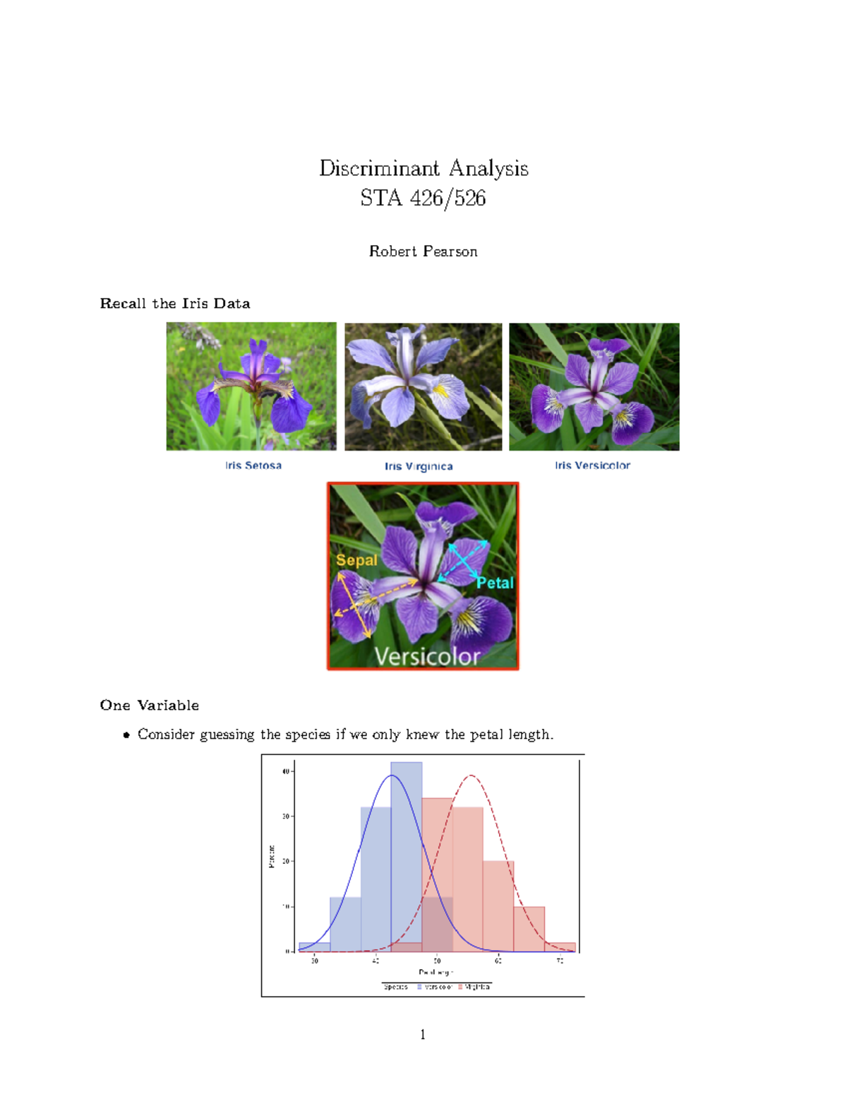 Discriminant Analysis Lecture Notes (STA 426/526) - Discriminant ...