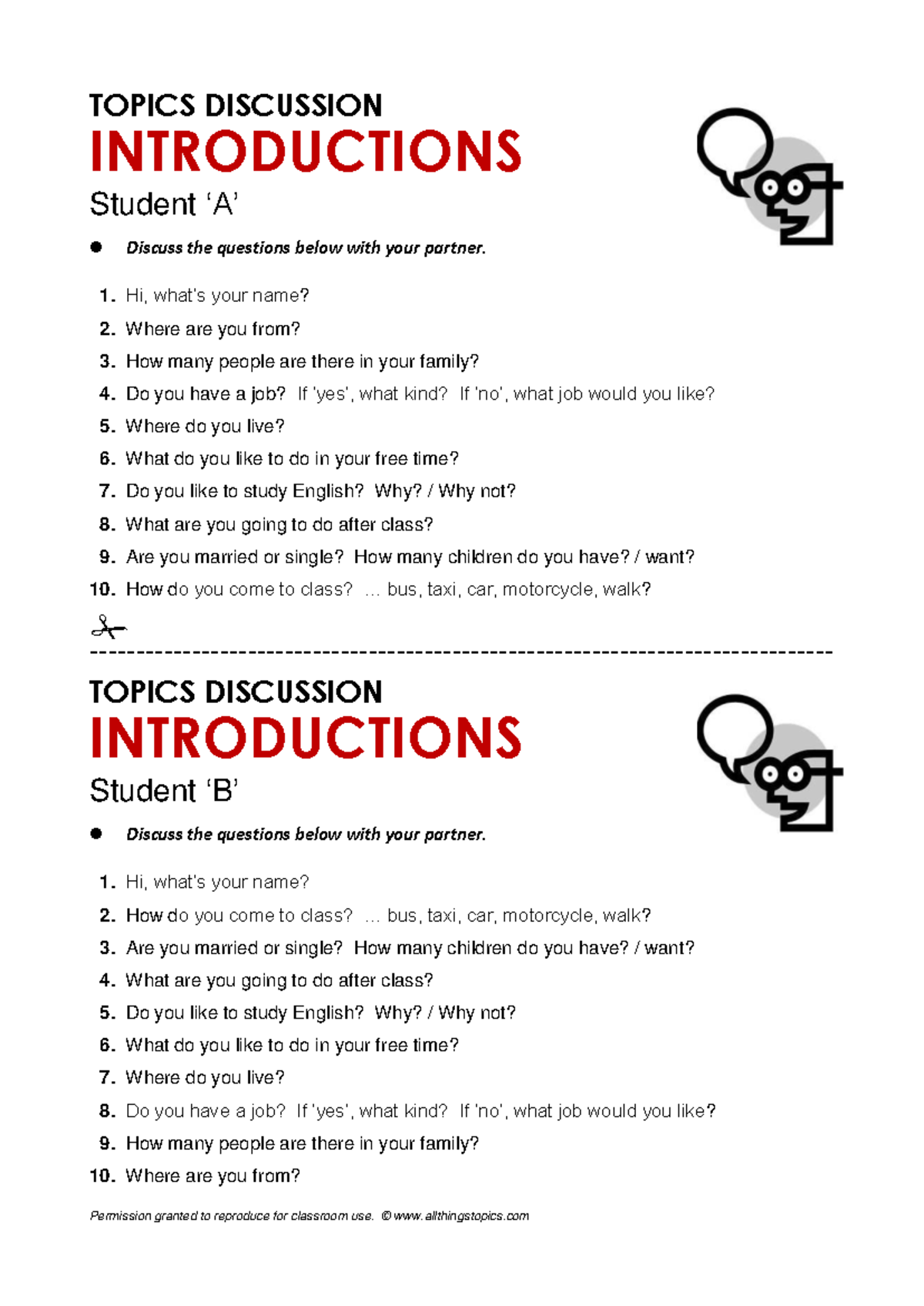Discussion on introductions for English class activities - Studocu