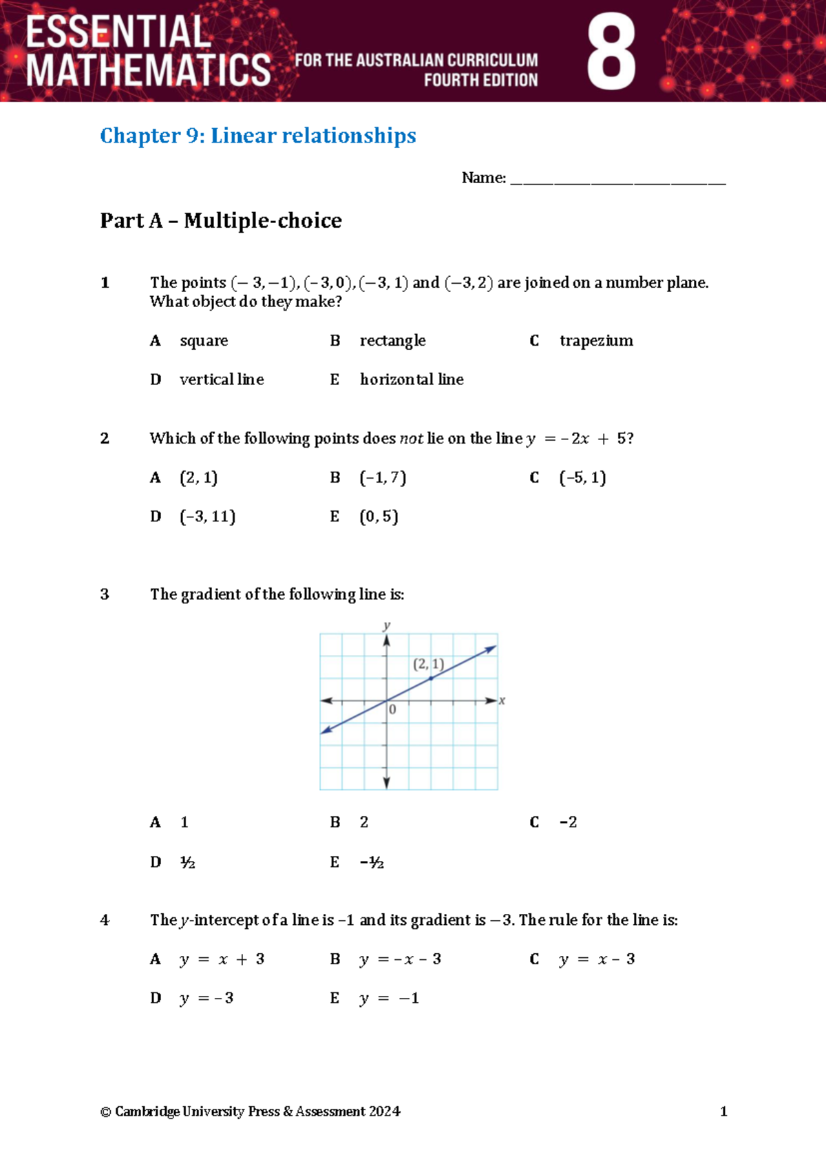 Chapter 9: Linear Relationships Practice Test - Studocu