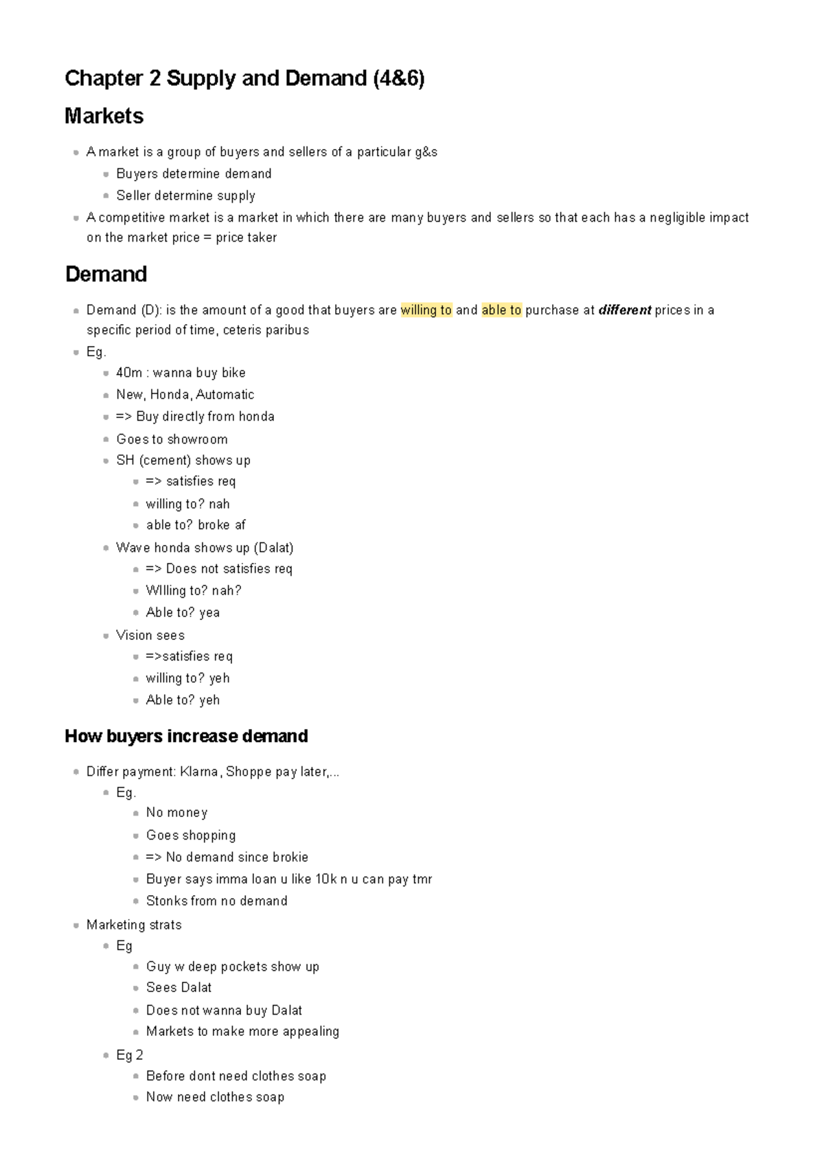 Chapter 2: Supply and Demand Analysis (4&6) - Studocu
