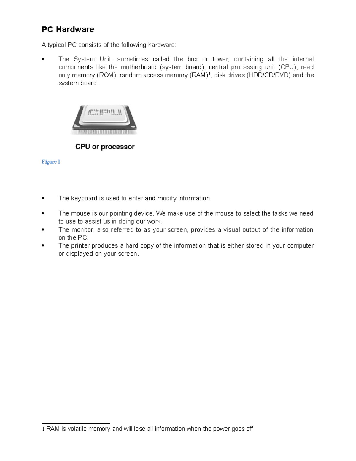 PC Hardware Solutions - Comprehensive Test and Prep Info (CS101) - Studocu