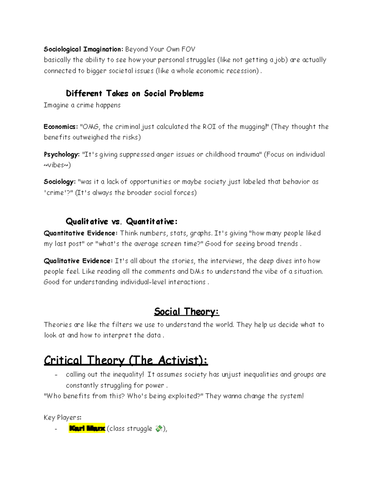 Sociology 101: Midterm Study Notes on Social Theories and Concepts ...