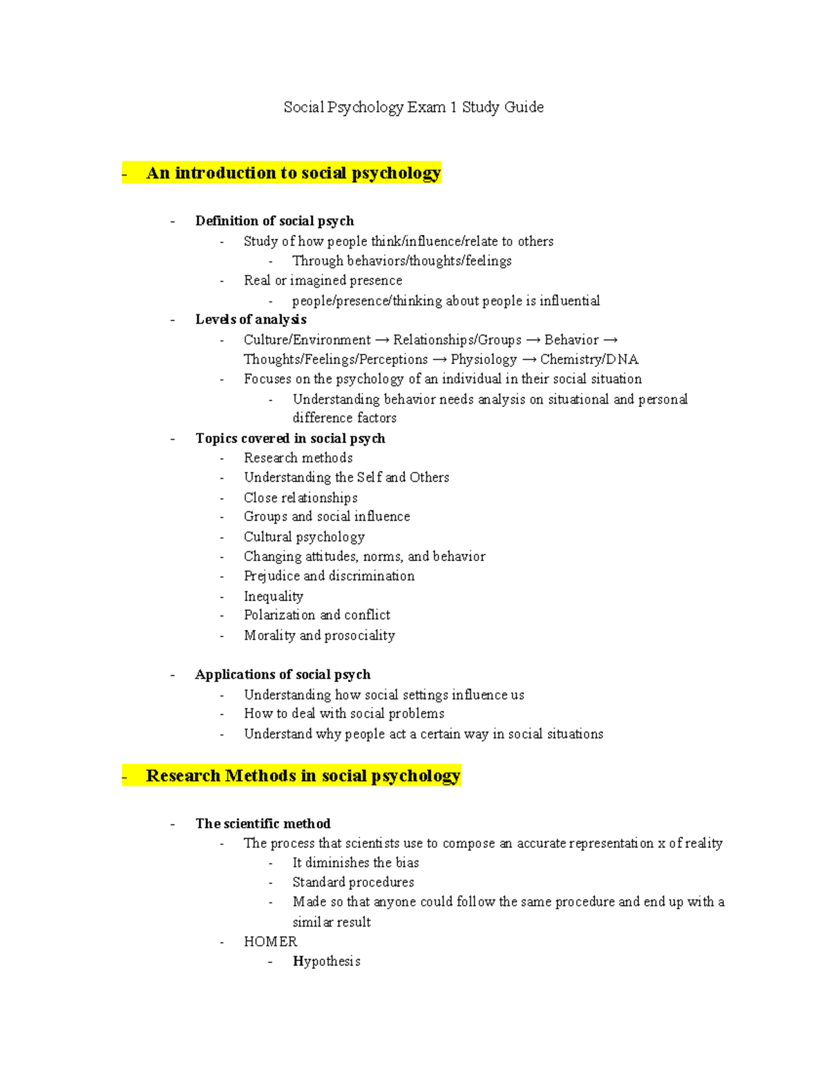 Psych 312 Exam 1 Study Guide: Key Concepts in Social Psychology - Studocu
