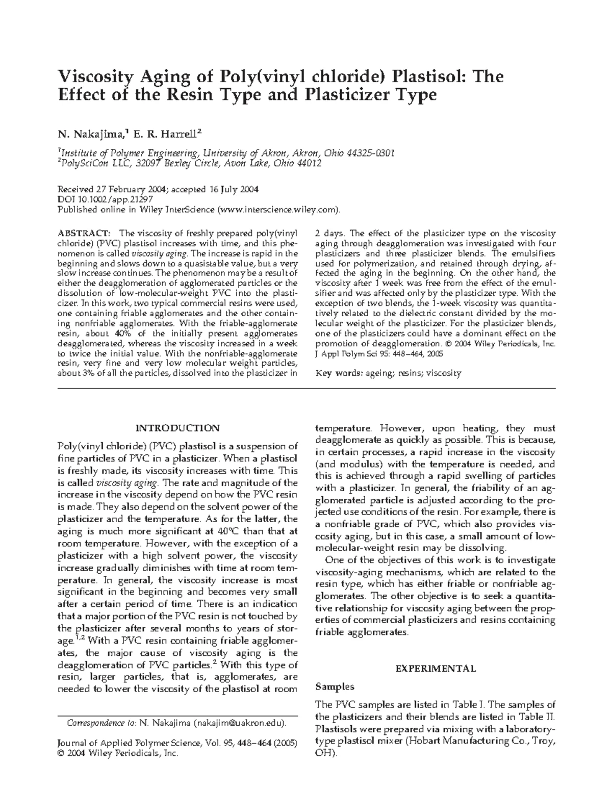 Influence of Plasticizer Structure on PVC Plastisol Viscosity & Aging ...