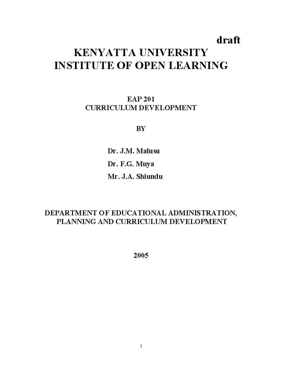 TAP 201 - Curriculum Development: Foundations and Evaluation Insights ...