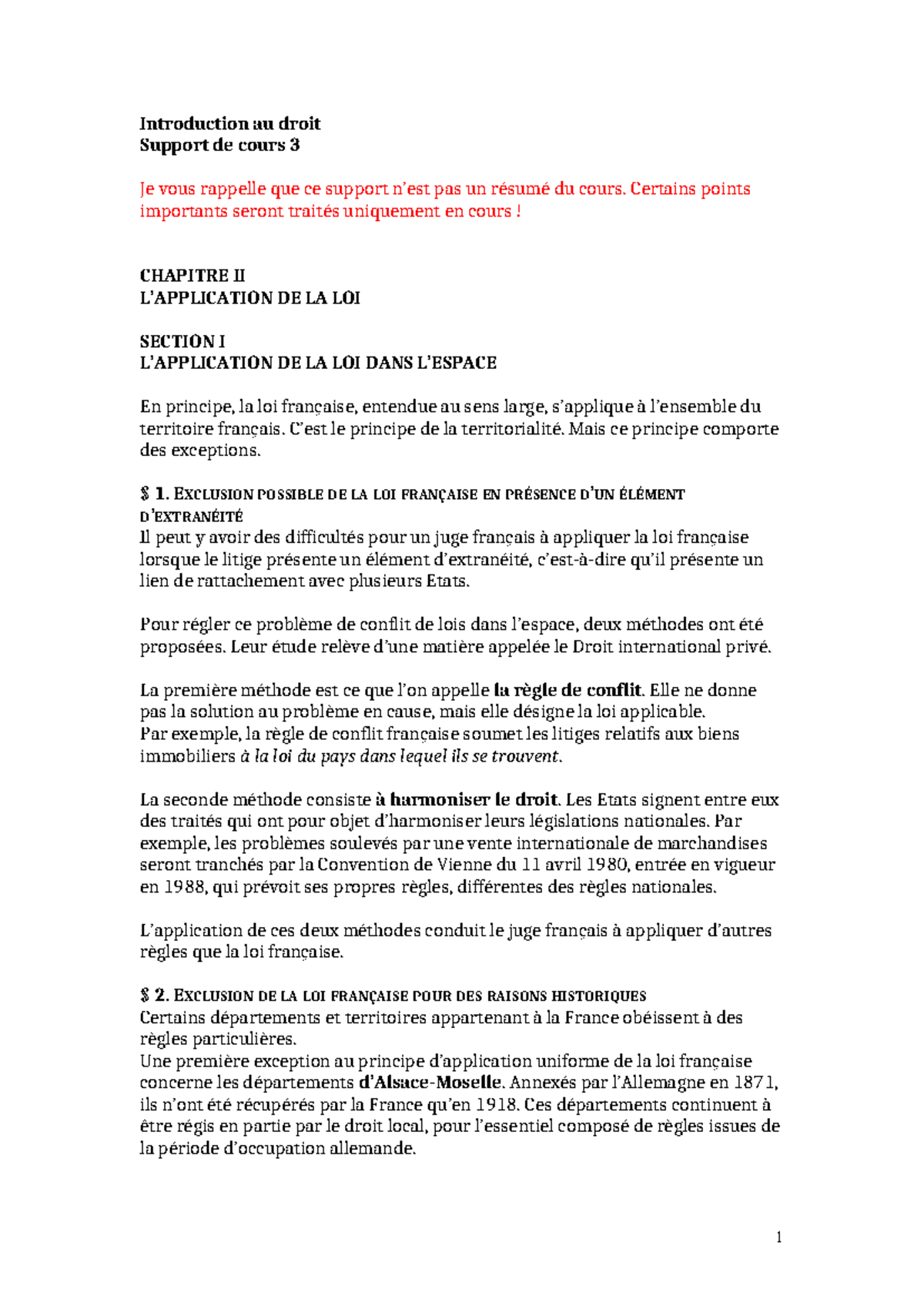 Introduction au Droit: Application de la Loi et Jurisprudence - Support ...