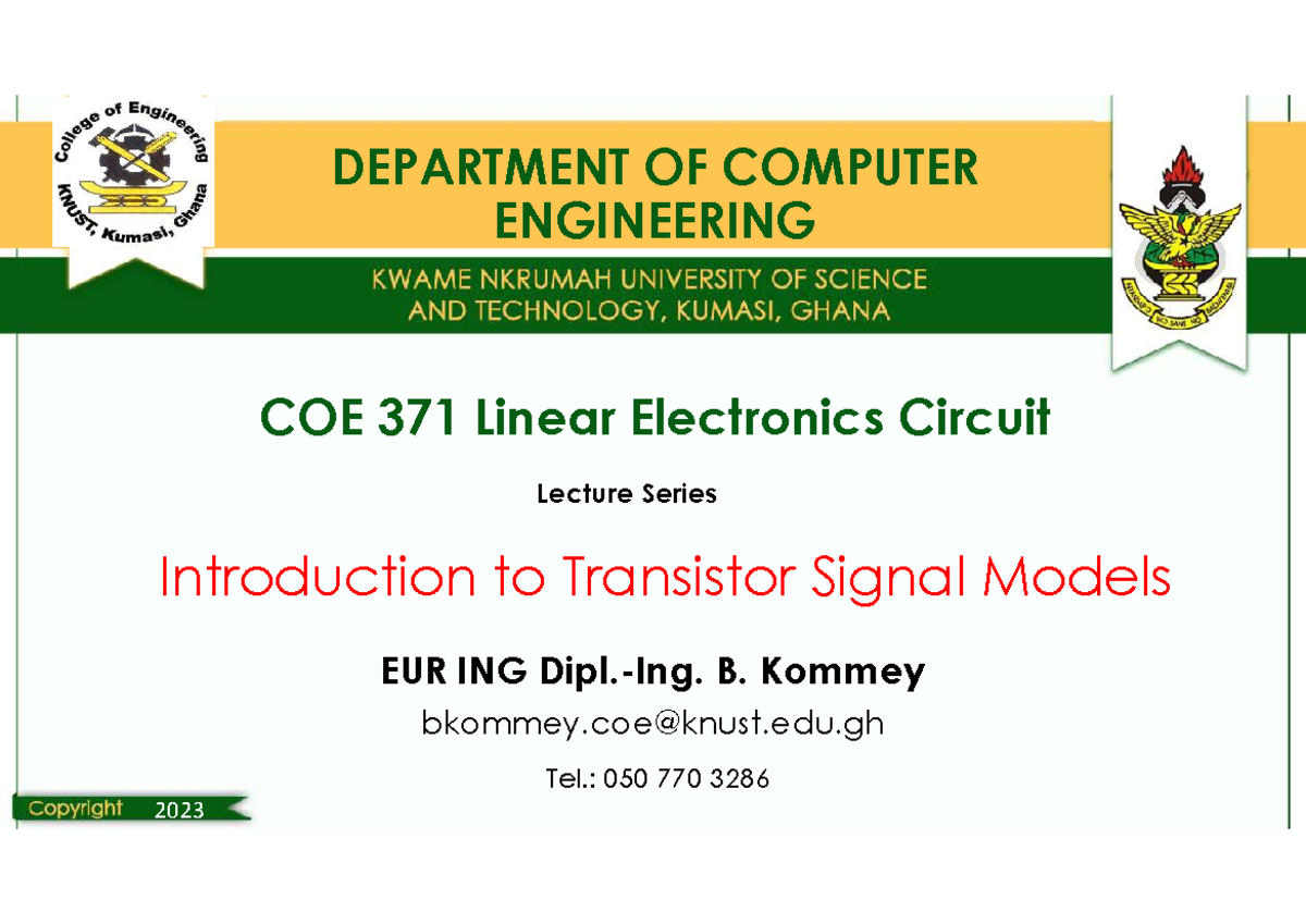 Coe371 bk comp v0 - COE 371 Linear Electronics Circuit EUR ING Dipl ...