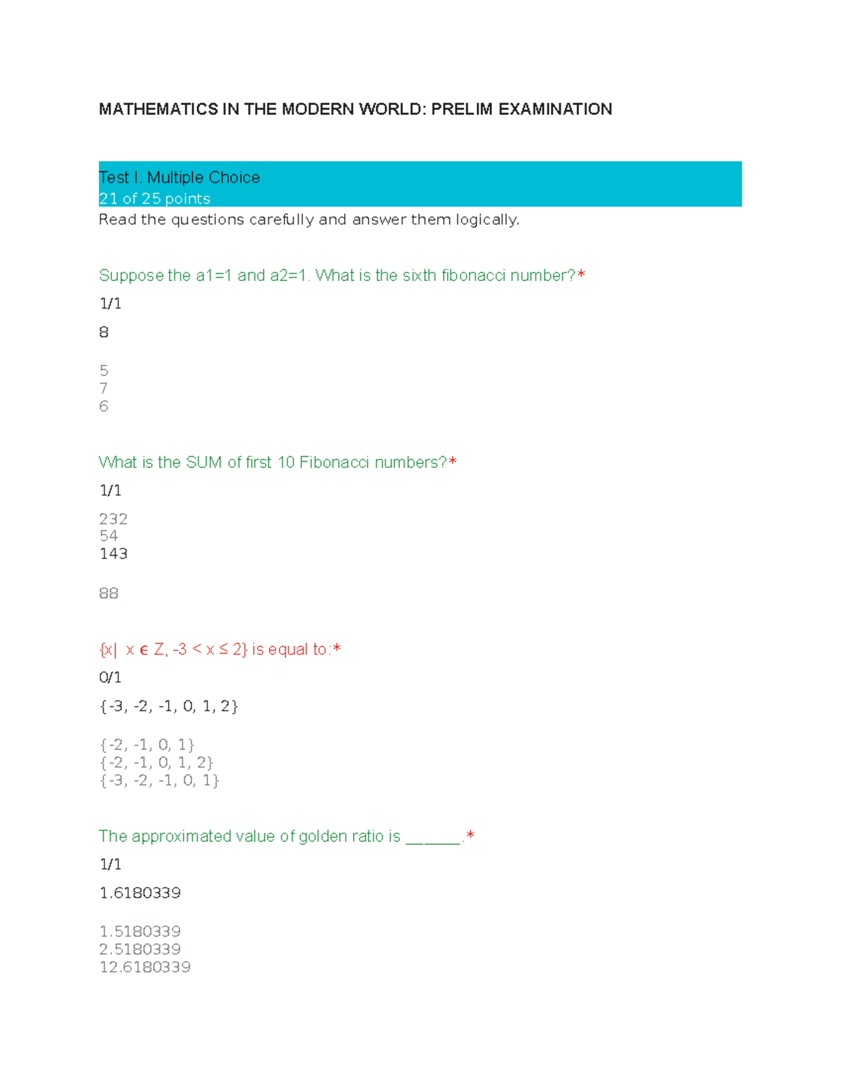 Prelim Examination Notes for MMW: Mathematics in Modern World - Studocu