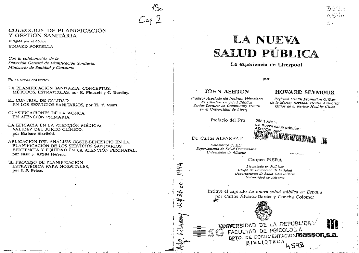 La nueva salud pública: Análisis y Planificación - Cap. 2 (15c 362 ASHU ...