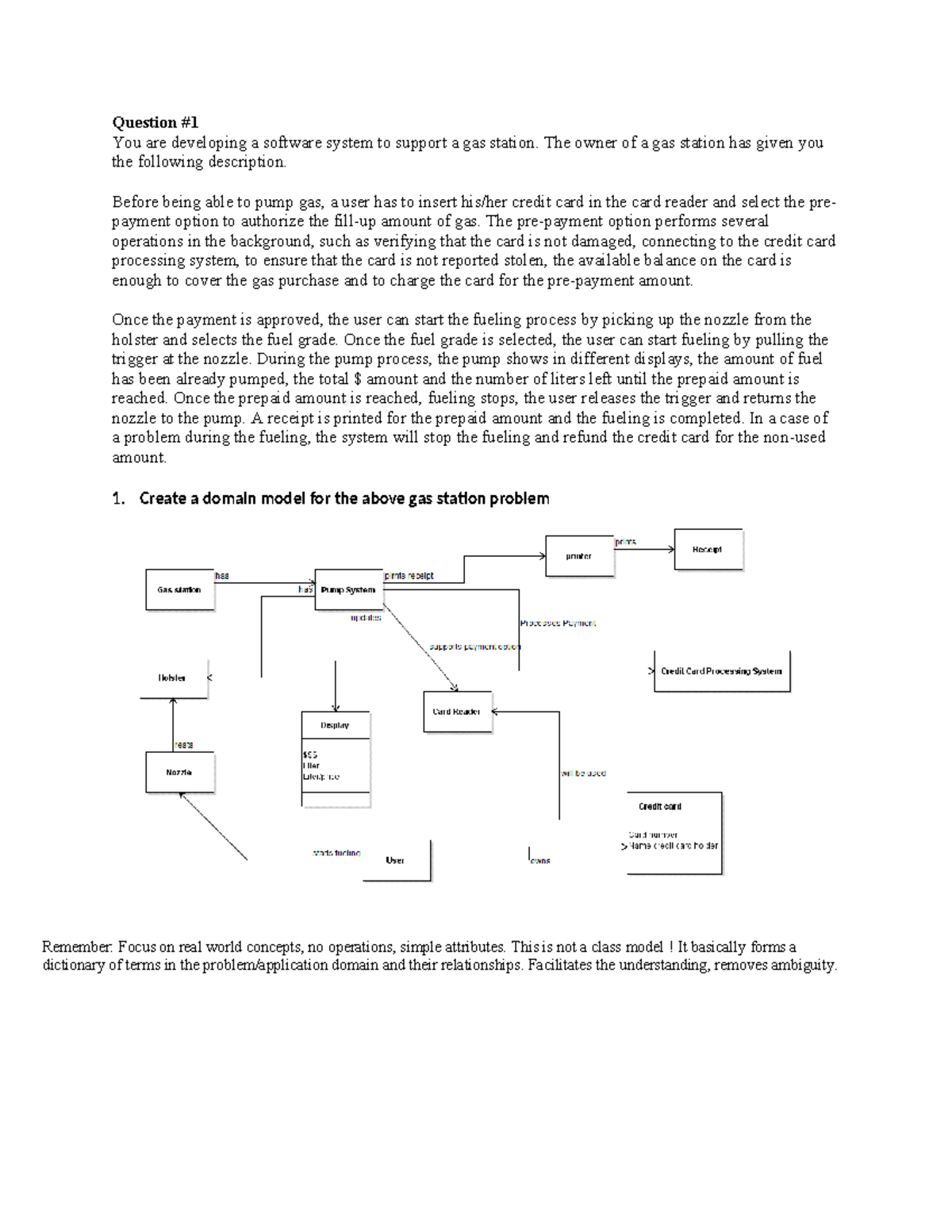 Gas Station System Domain Model & Use Case (CS101) - Studocu