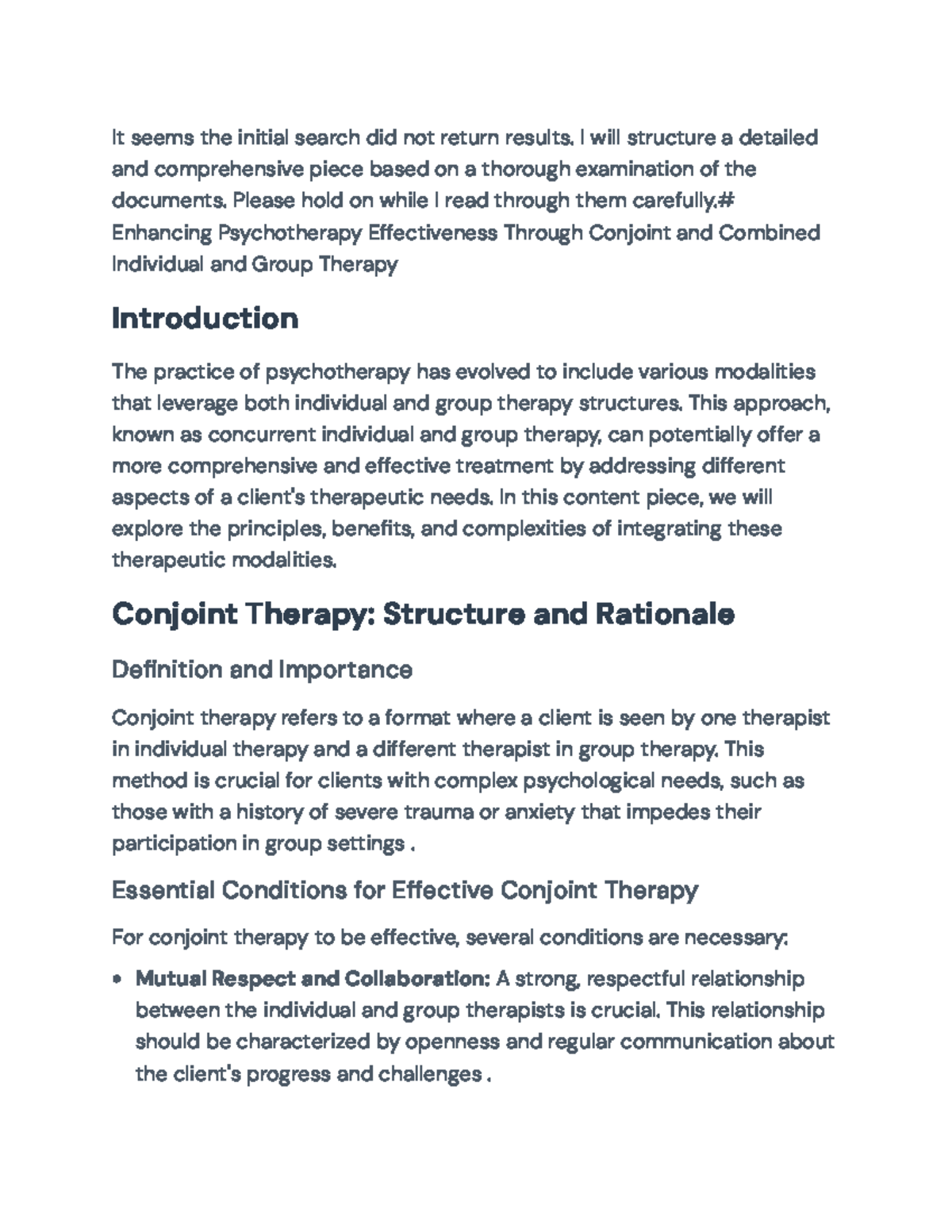 Enhancing Psychotherapy Effectiveness: Insights from Combined Therapy ...