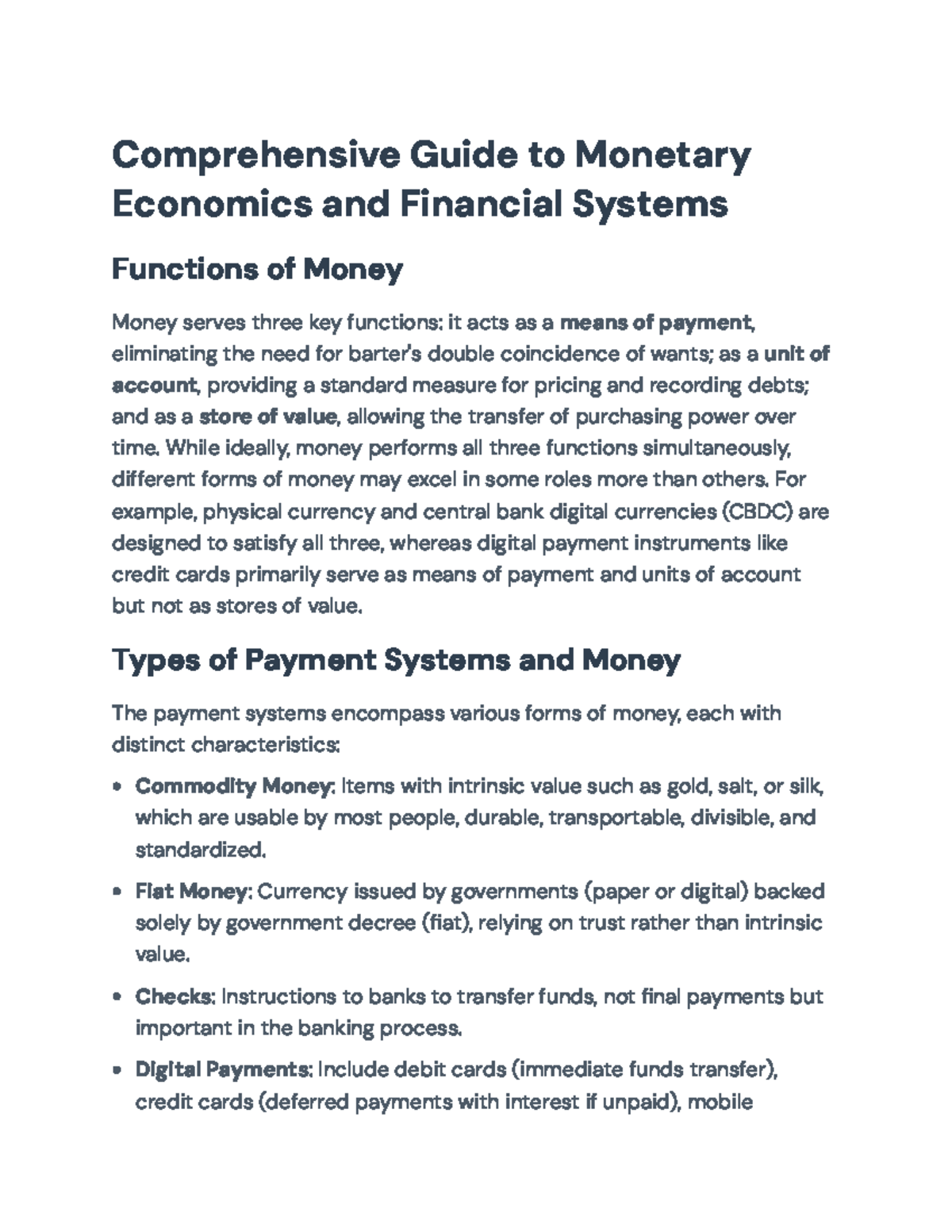 Comprehensive Guide to Monetary Economics & Financial Systems (ECO 301 ...