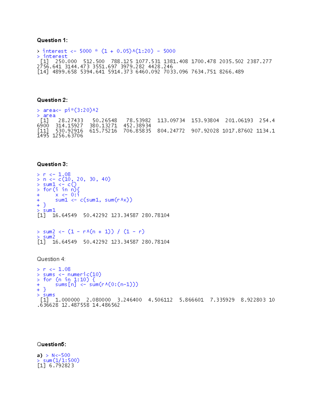Stat280 Assignment 1: Interest, Area, and Summation Calculations - Studocu