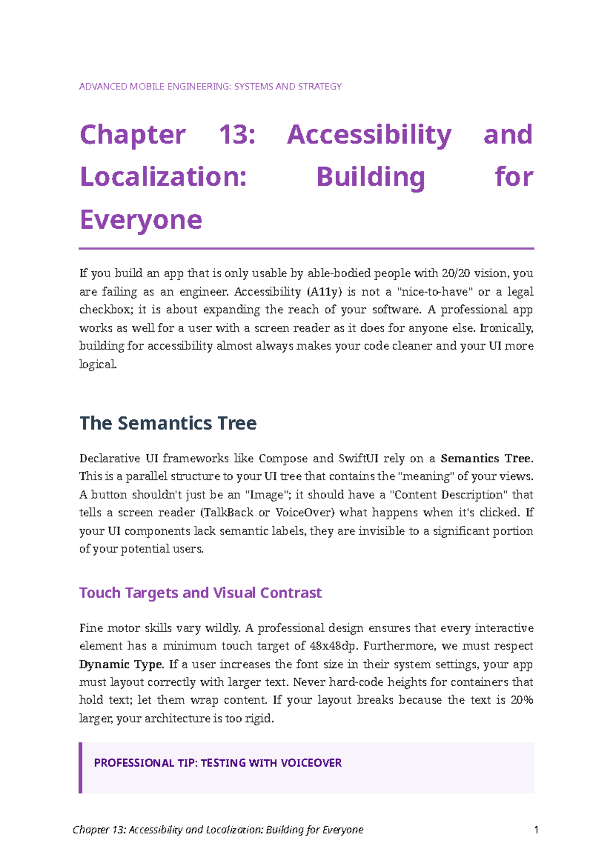ADVANCED MOBILE ENGINEERING: A11y & Localization Chapter 13 - Studocu