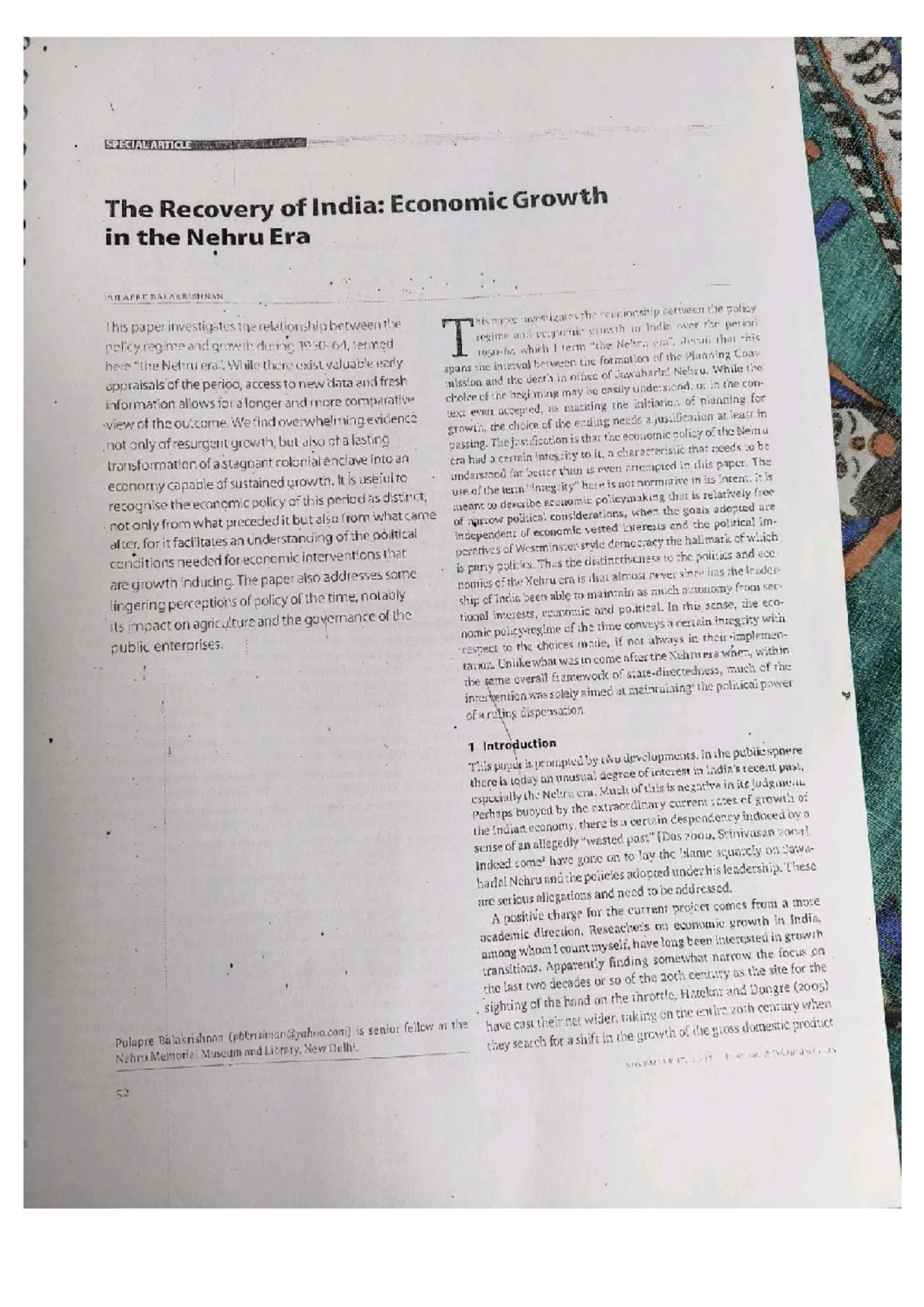 Economic Growth in India During the Nehru Era: A Comprehensive Analysis ...