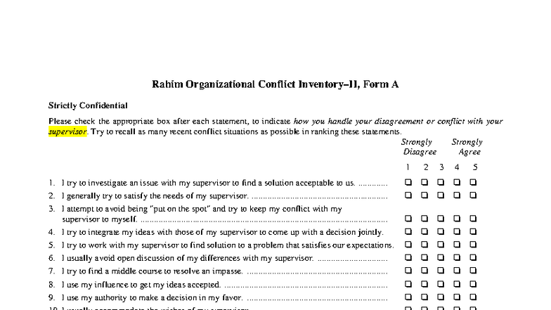 Rocii conflict questionnaire 2 - Rahim Organizational Conflict ...