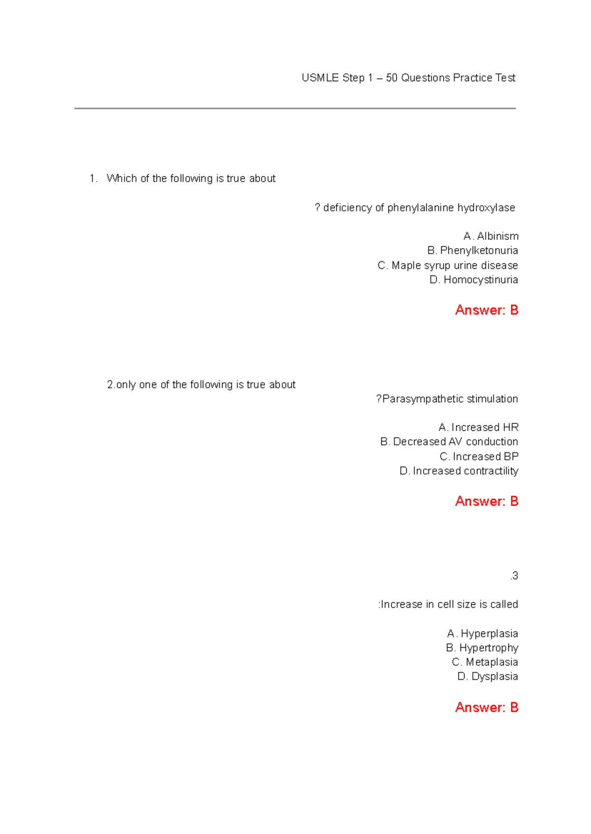 Ultimate USMLE Step 1 Mock Exam: 50 High-Yield Q&A for Success - Studocu
