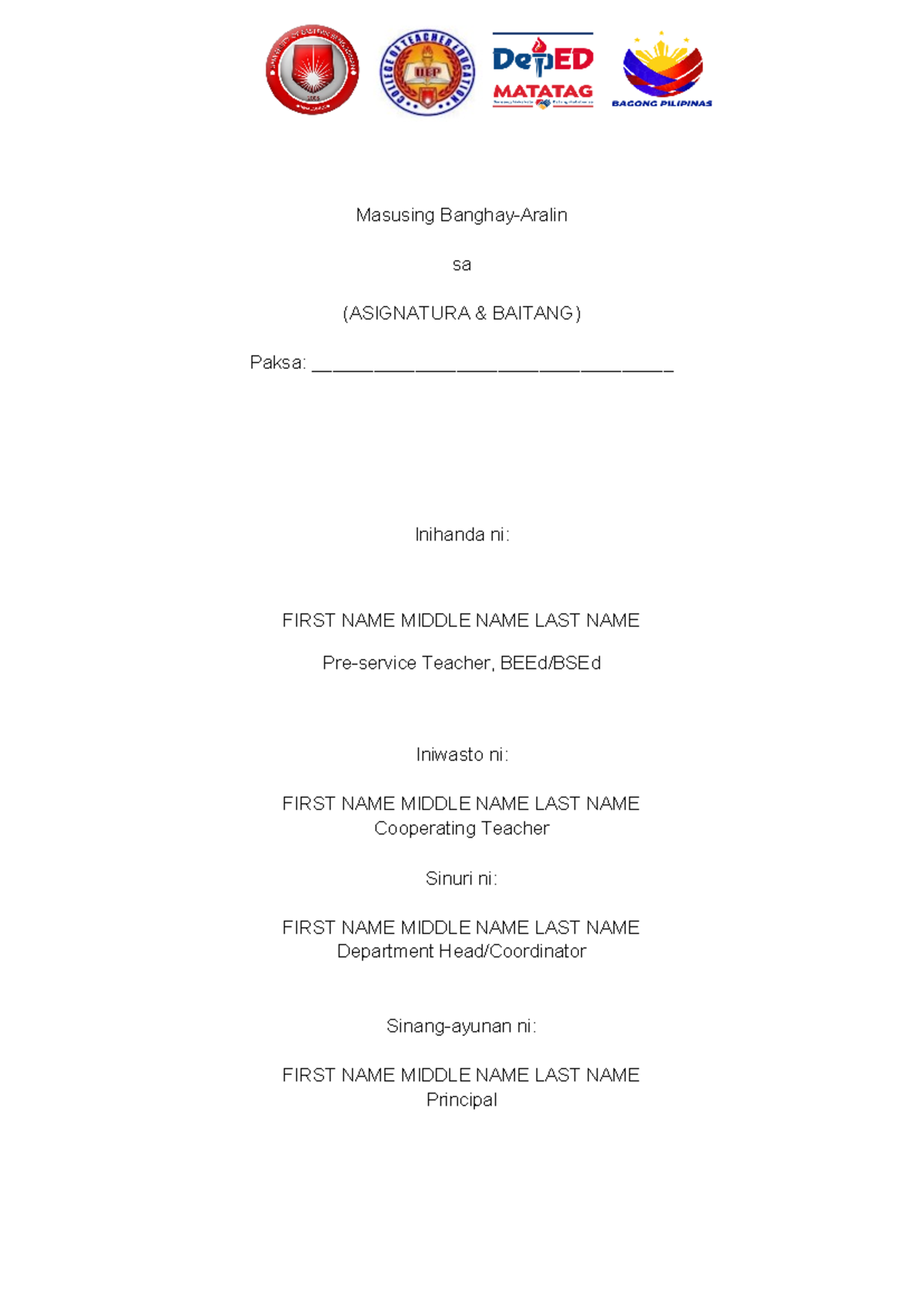 Template Detailed Lesson Plan Template for Final Demonstration Teaching ...