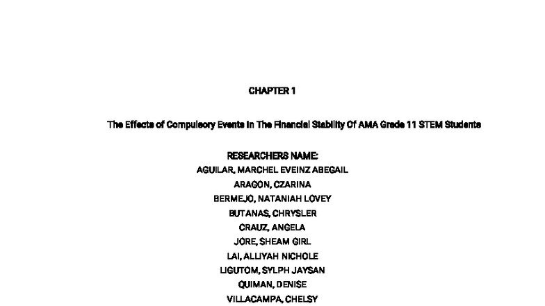 CHAPTER 1: Impact of Compulsory Events on Financial Stability of AMA ...