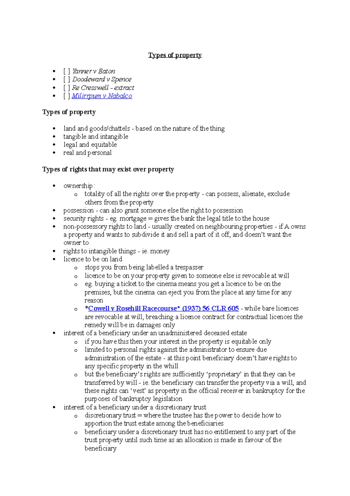 Property LAWS4104 Exam Notes: Elements of Possession and Adverse ...
