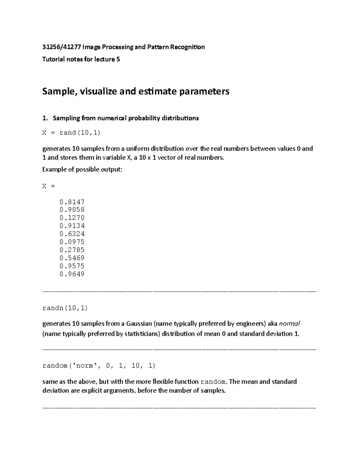 Advanced Data Analytics (31256/41277) - Lecture 5 Tutorial Notes - Studocu