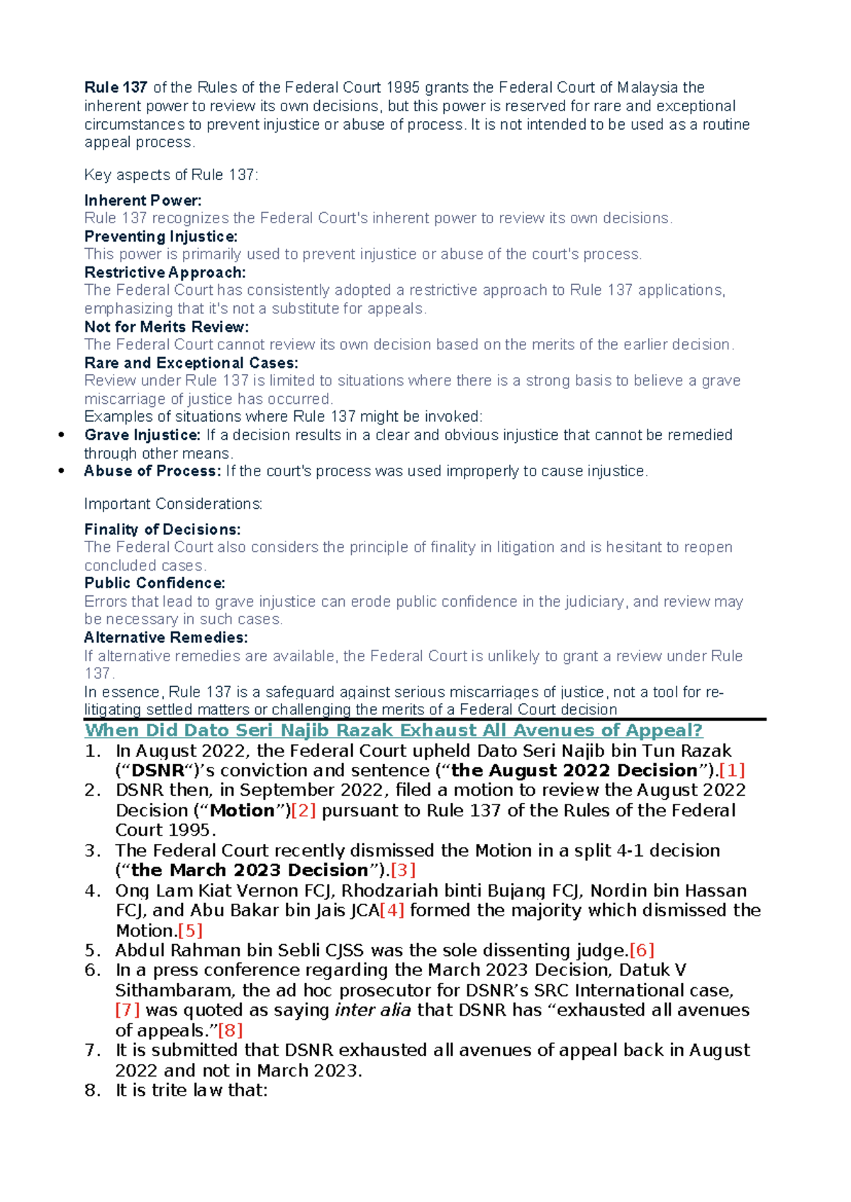 Rule 137 Review: Inherent Powers of the Federal Court 1995 - Studocu