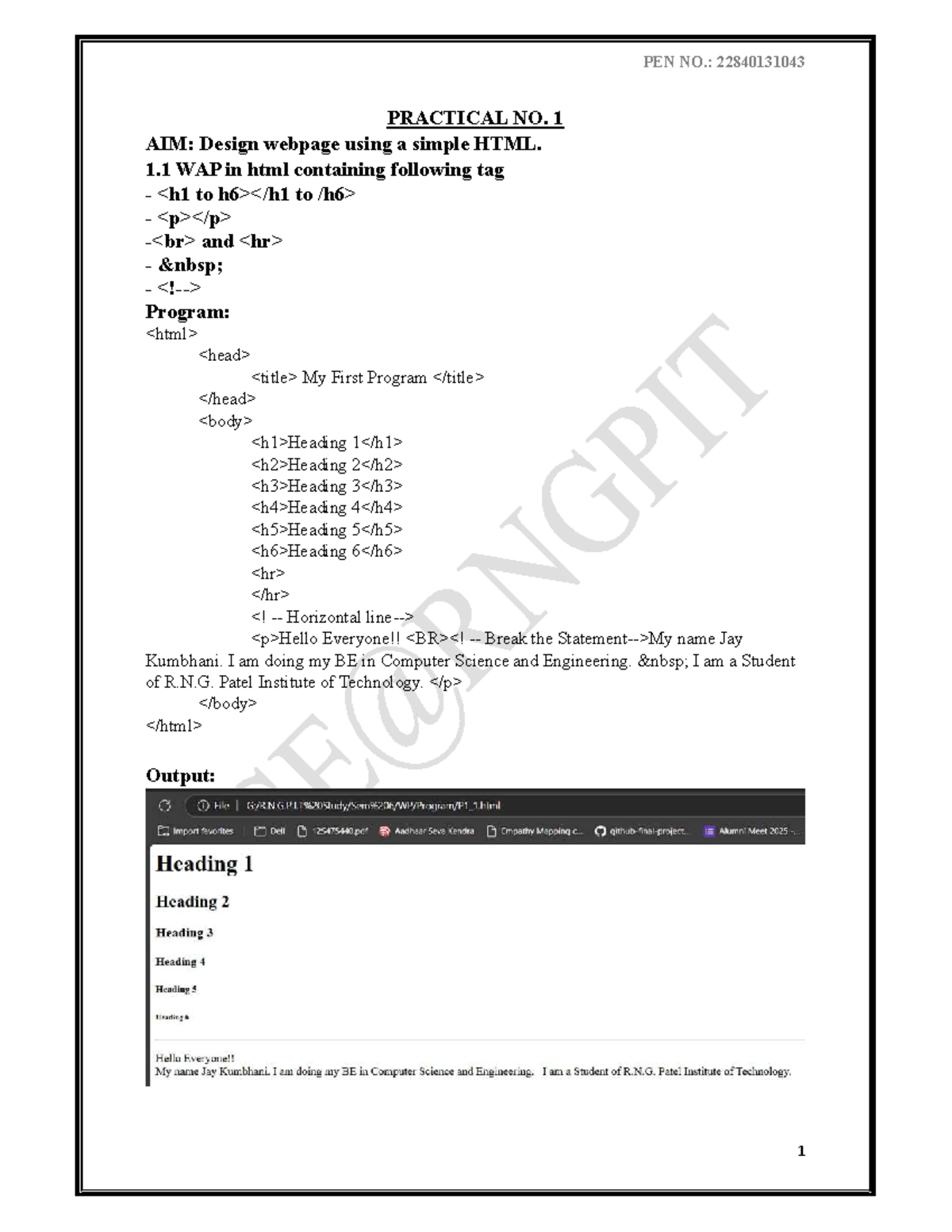 WP Lab Manual 043 - Web programming - PRACTICAL NO. 1 AIM: Design ...