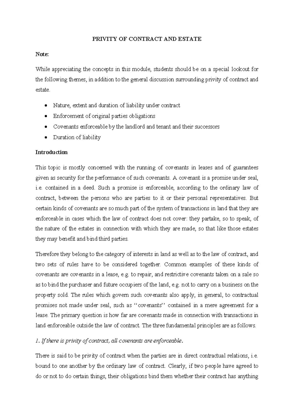 Privity of Contract and Estate: Analyzing Liabilities and Enforcement ...