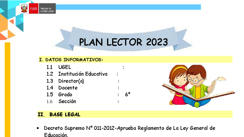 6° Grado - Plan Lector 2023 - Estrategias y Actividades Educativas ...