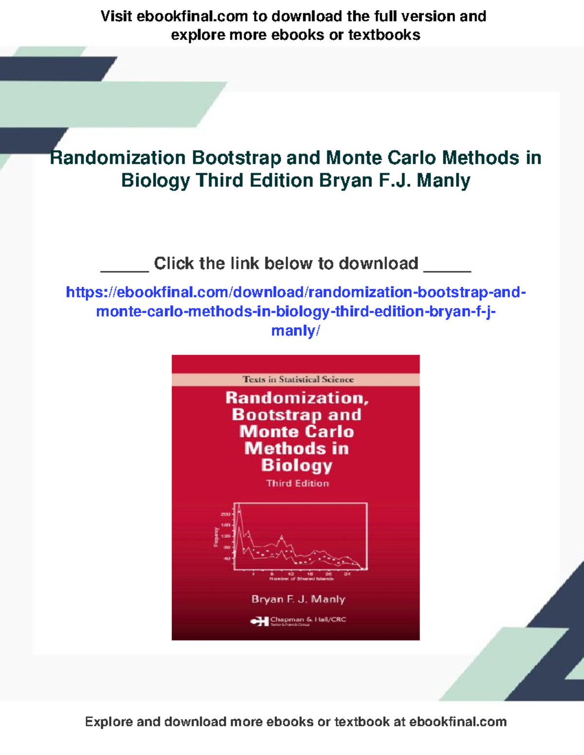 Randomization, Bootstrap, and Monte Carlo Methods in Biology (3rd Ed ...