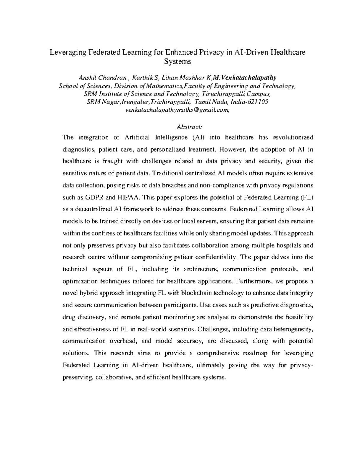 Federated Learning in Healthcare: Enhancing Privacy & Security - Studocu