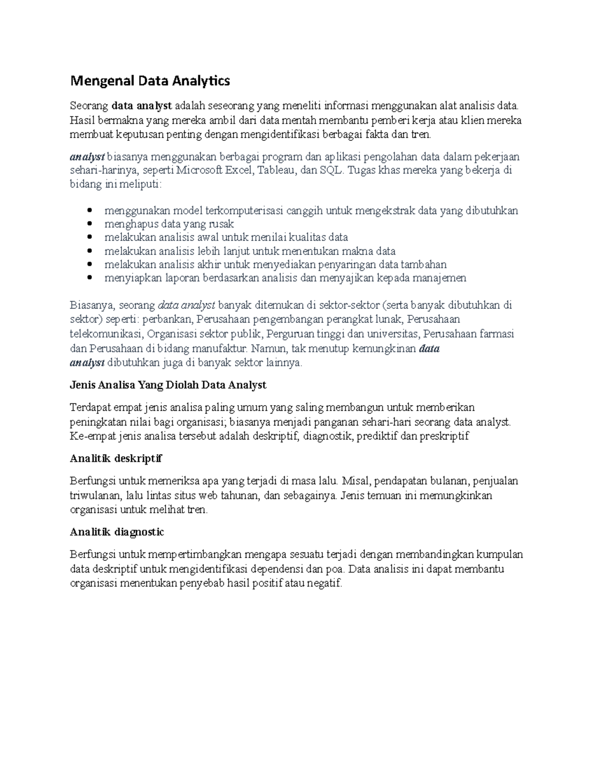 Mengenal Data Analytics - Mengenal Data Analytics Seorang data analyst ...