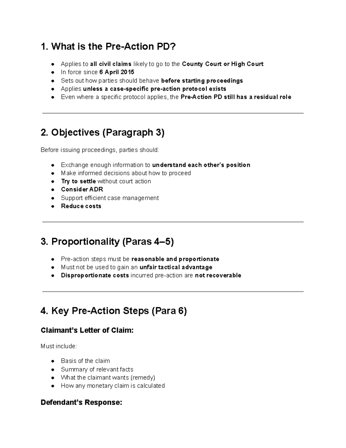 Civil Dispute Resolution: Overview of Pre-Action Protocols - Studocu