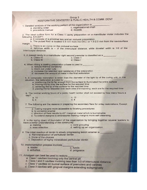 Restorative Dentistry Exam - State of normality and functional ...