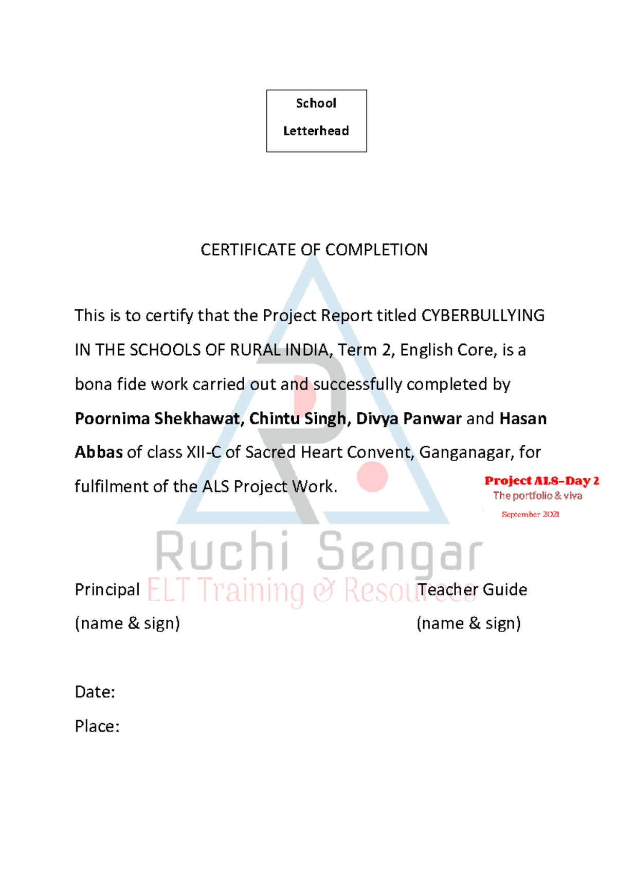 Certificate OF Completion - Mathematics: Applications and ...