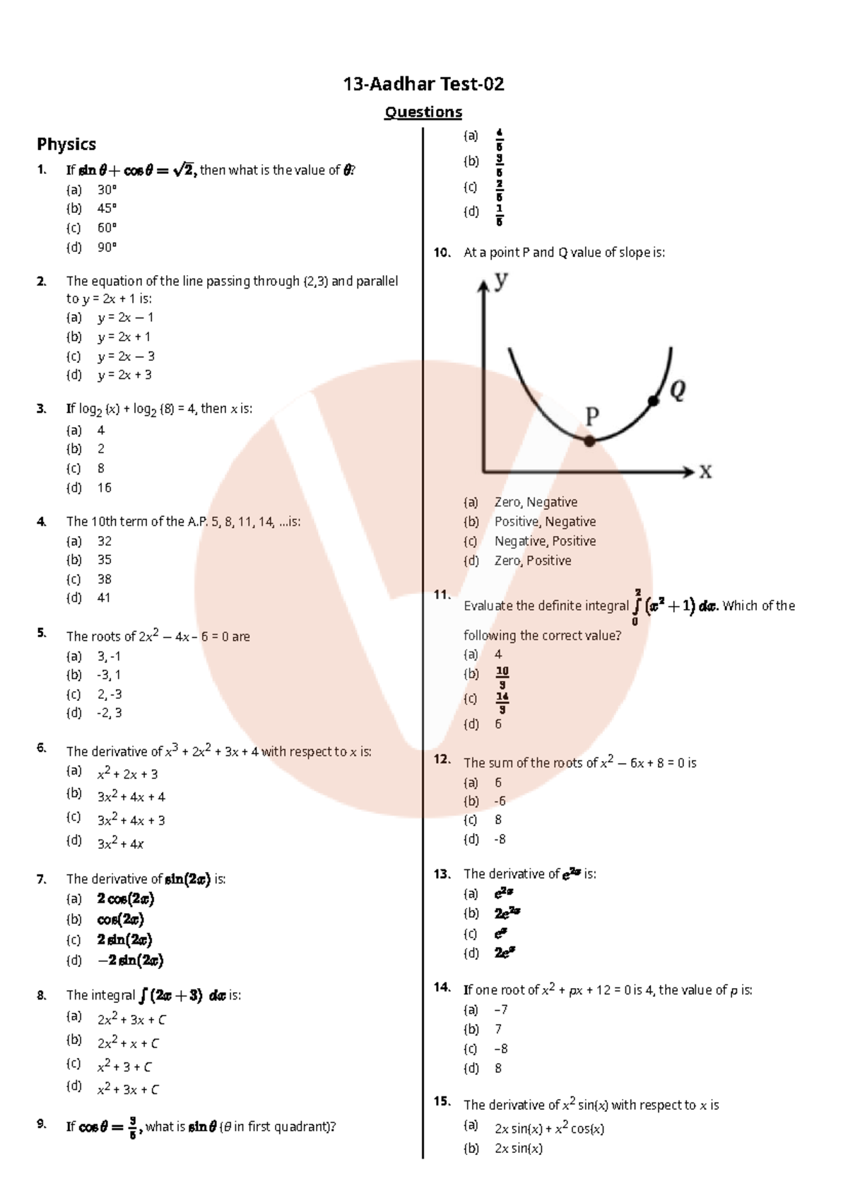 Physics 1: Comprehensive Question Set and Solutions - Studocu