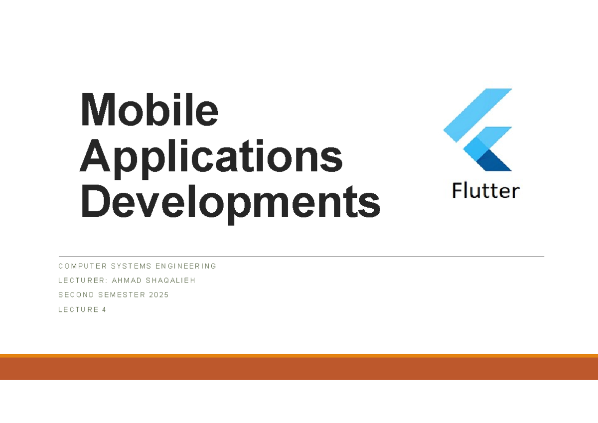 Mobile Applications Development CSE Lecture 4: Flutter Container - Studocu