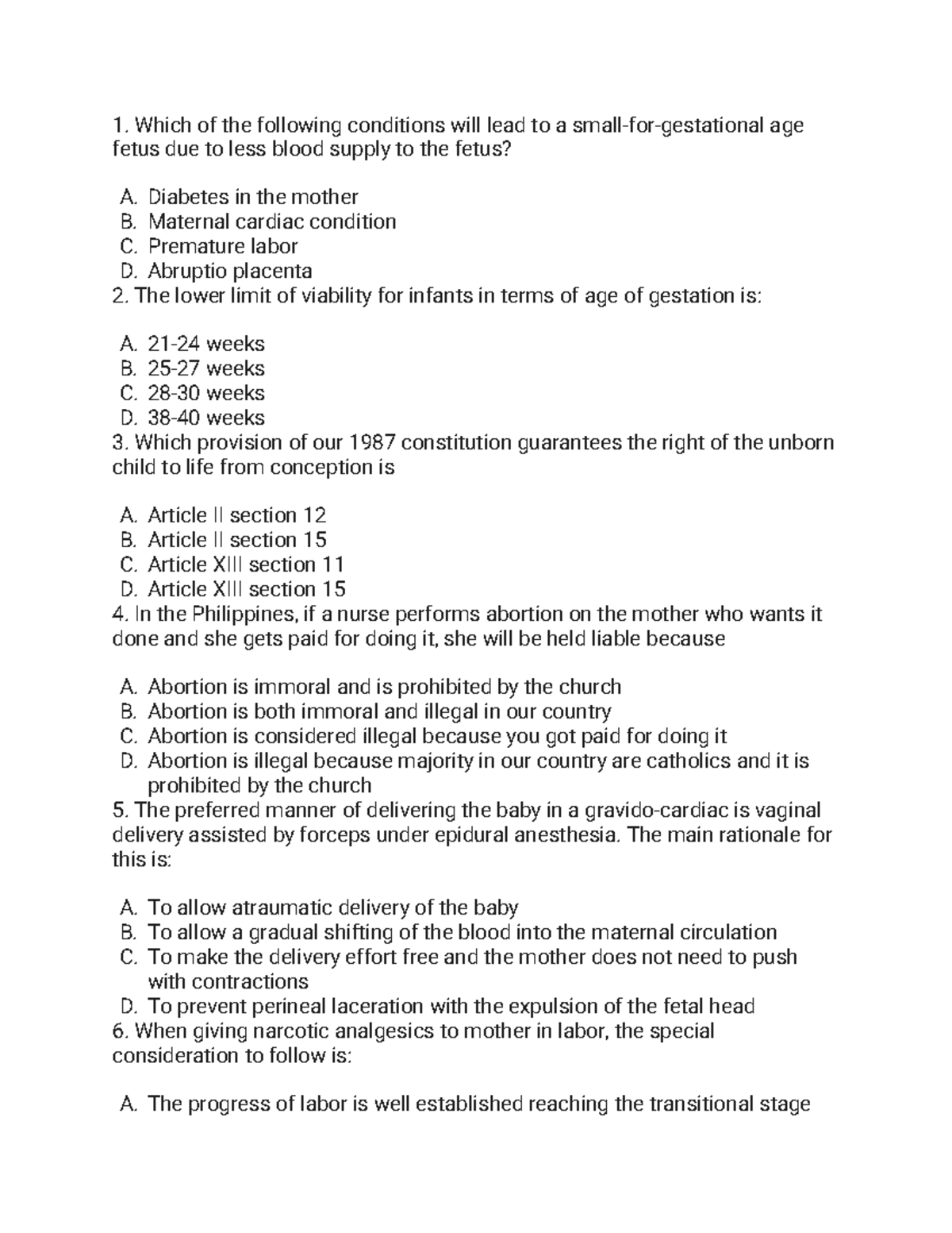 OB PE 5 - OB PRACTICE TEST Review with Key Concepts and Questions - Studocu