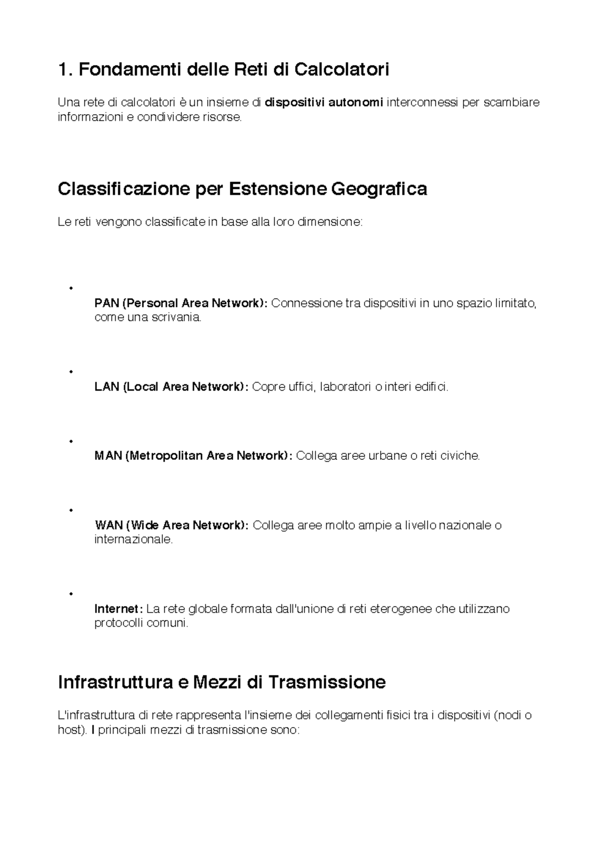 Sintesi Modulo III: Fondamenti delle Reti di Calcolatori - Studocu