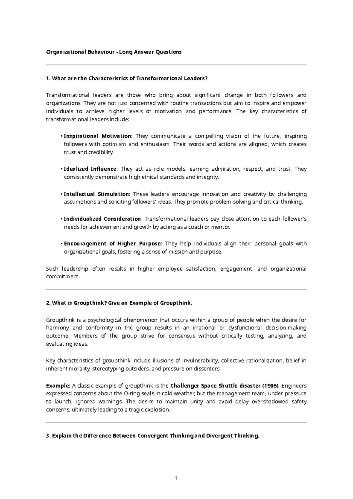 Organizational Behaviour (OB) Long Answer Questions & Insights - Studocu