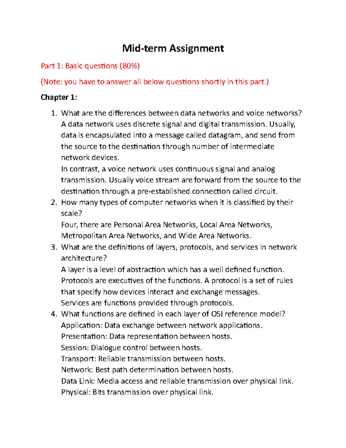 Mid-term Assignment Computer Network - Mid-term Assignment Part 1 ...