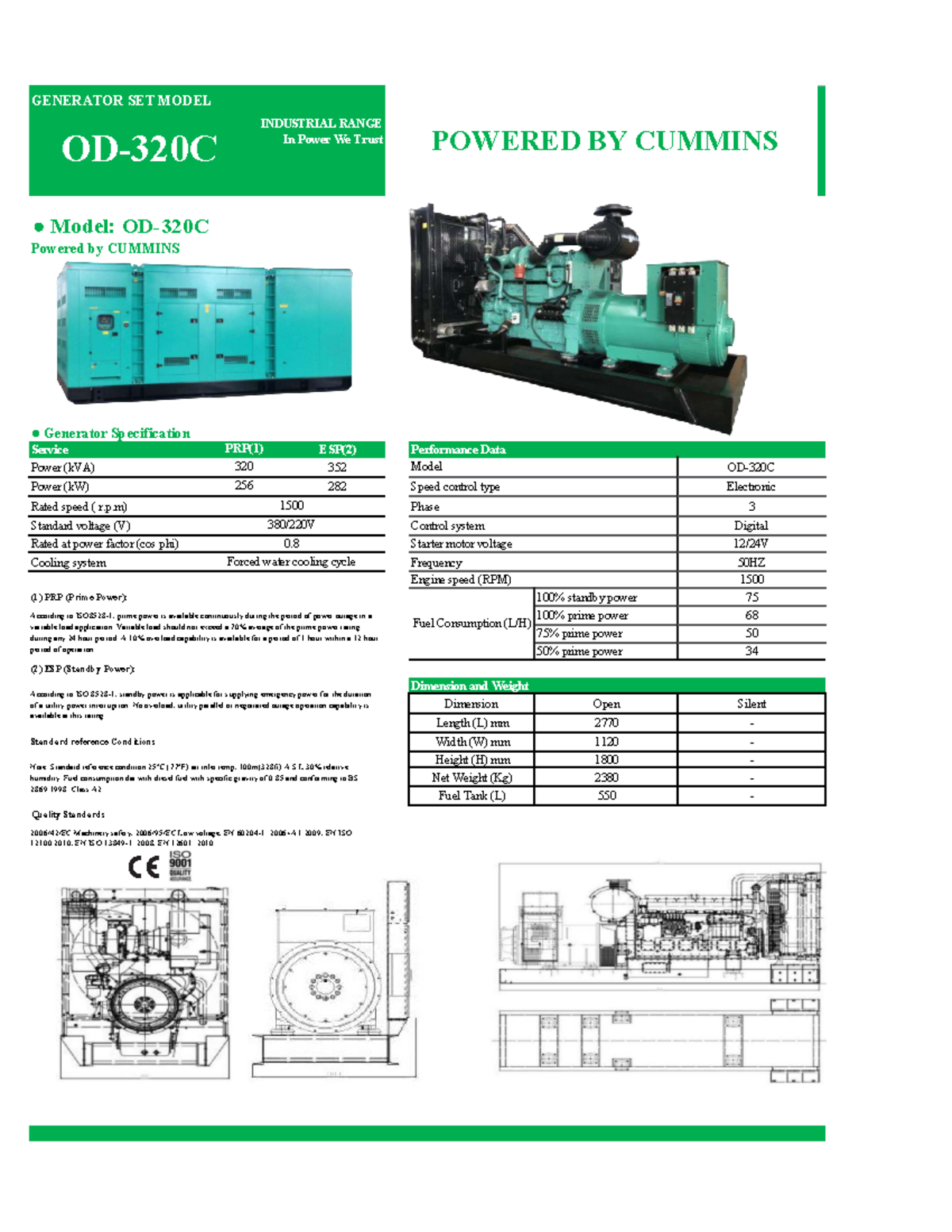 Catalog of 320 kVA Cummins Generator Set Specifications - Studocu