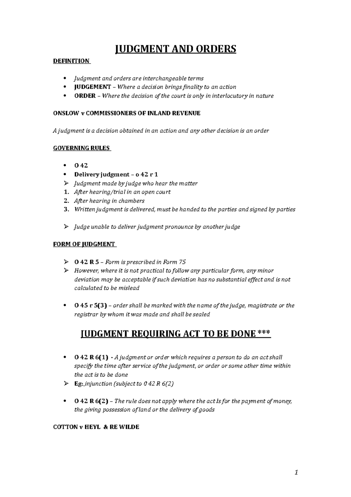 Judgment and Orders: Key Concepts and Governing Rules Overview - Studocu