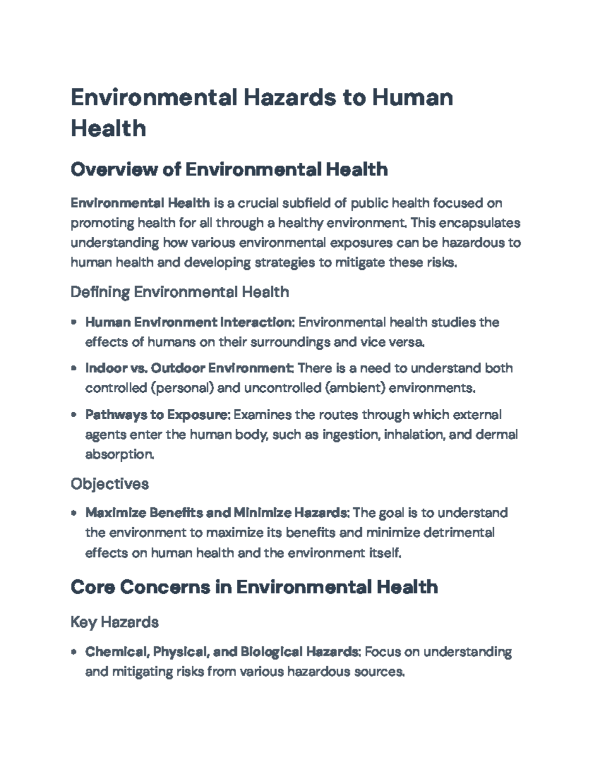 Environmental Hazards and Their Impact on Human Health: Overview ...